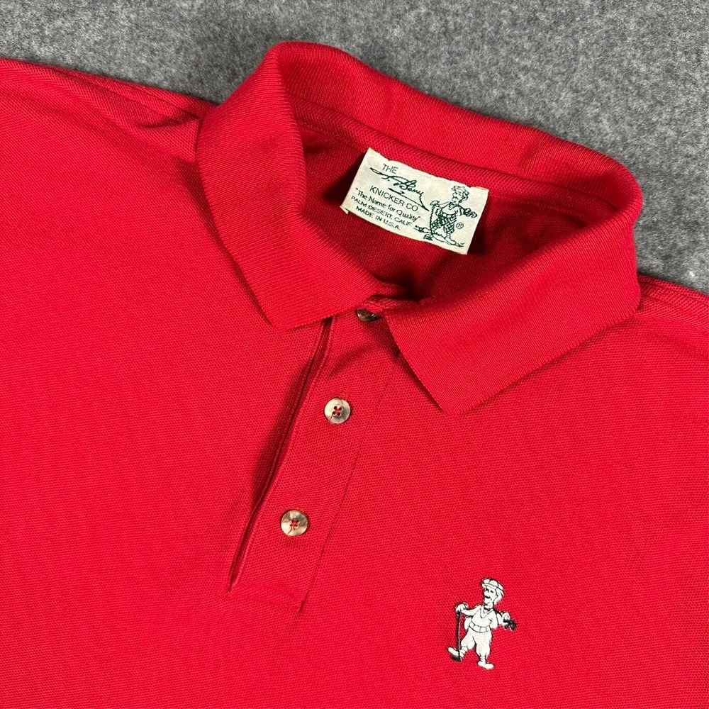 VTG T Barry Knicker Co Medium Polo Shirt Red Golf Specialty Golfing Shop USA